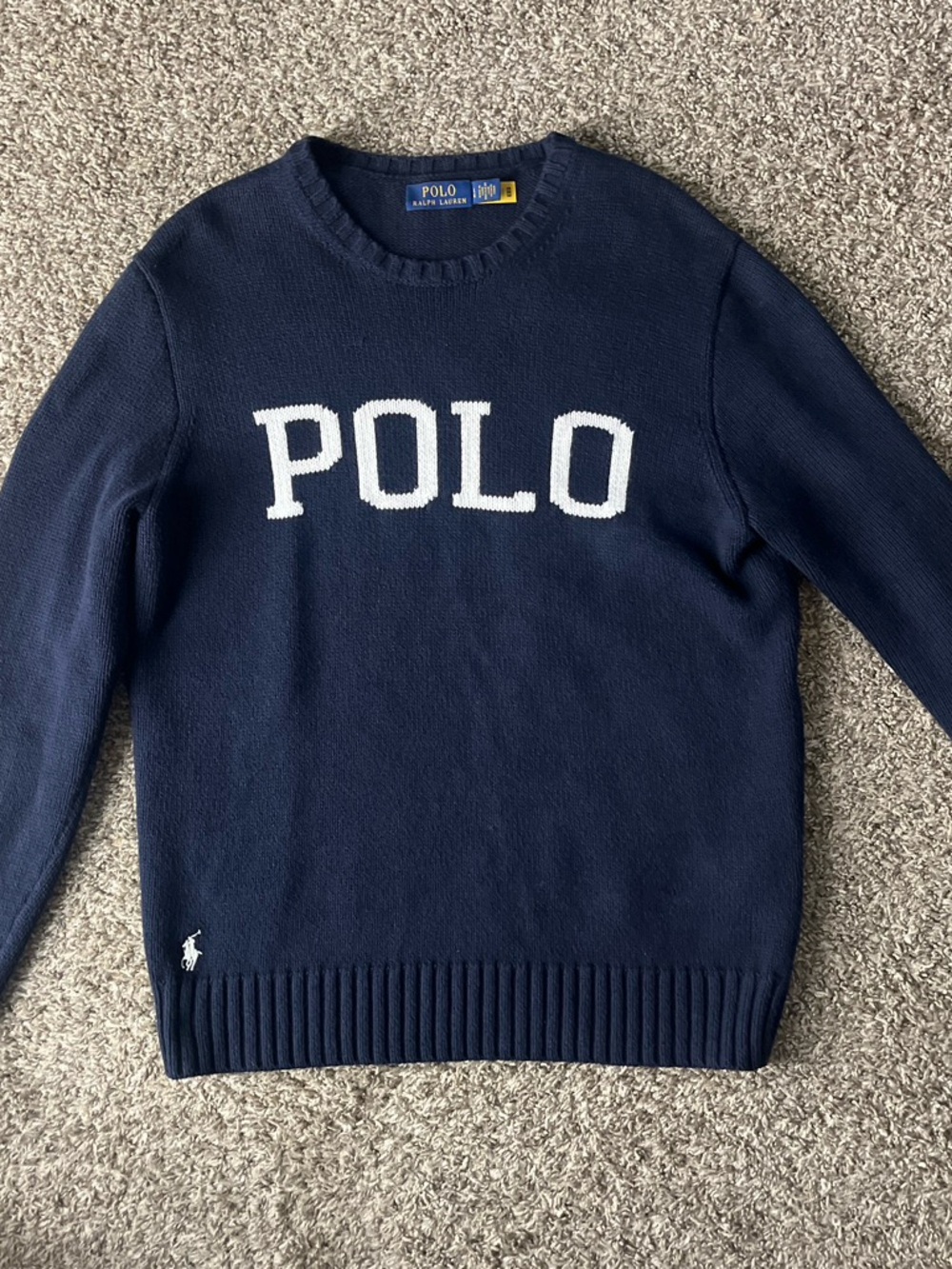 Polo by Ralph Lauren Navy Sweater with White Logo